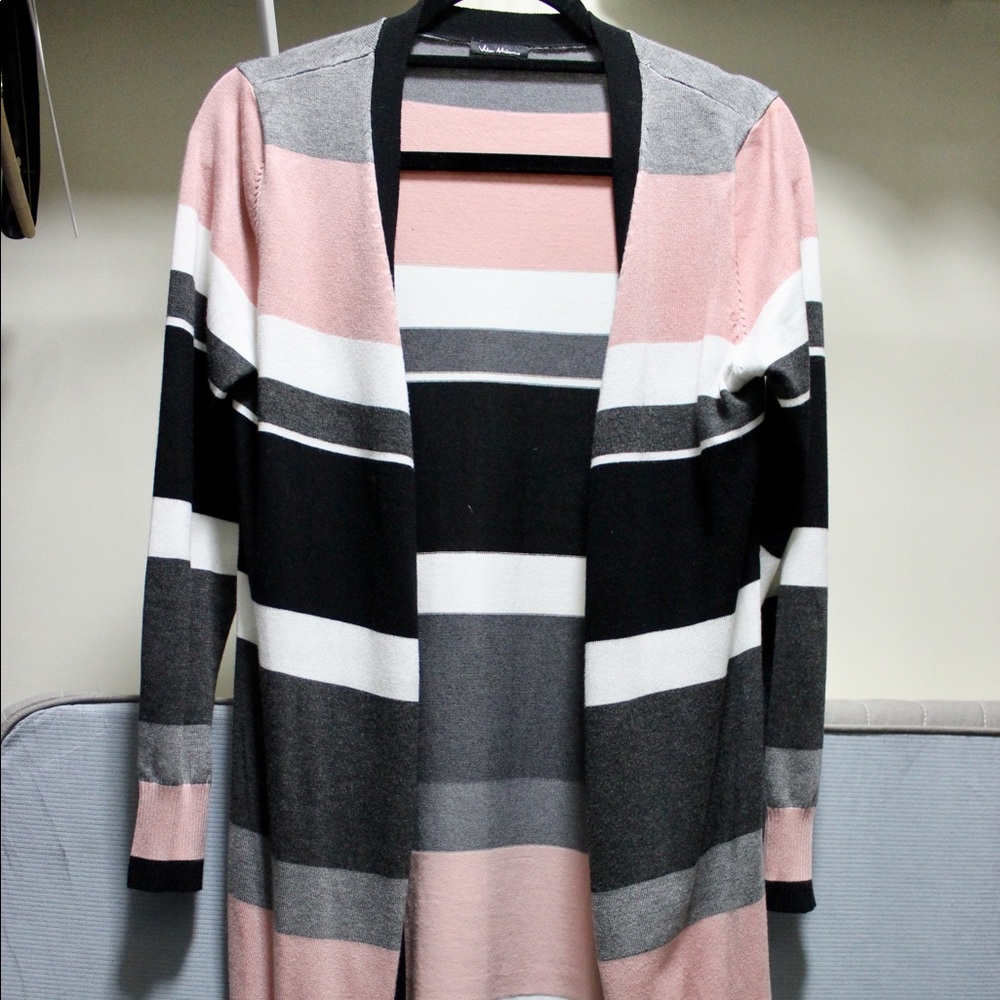Extra long striped cardigan